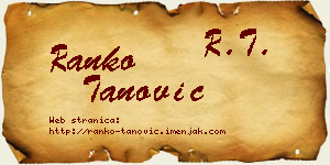 Ranko Tanović vizit kartica